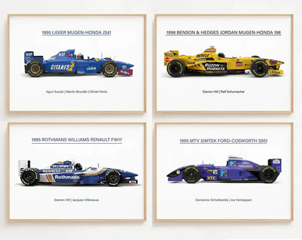 8 Cuadros Auto F1 Leyendas Fórmula 1 Especial + Marco Negro 2
