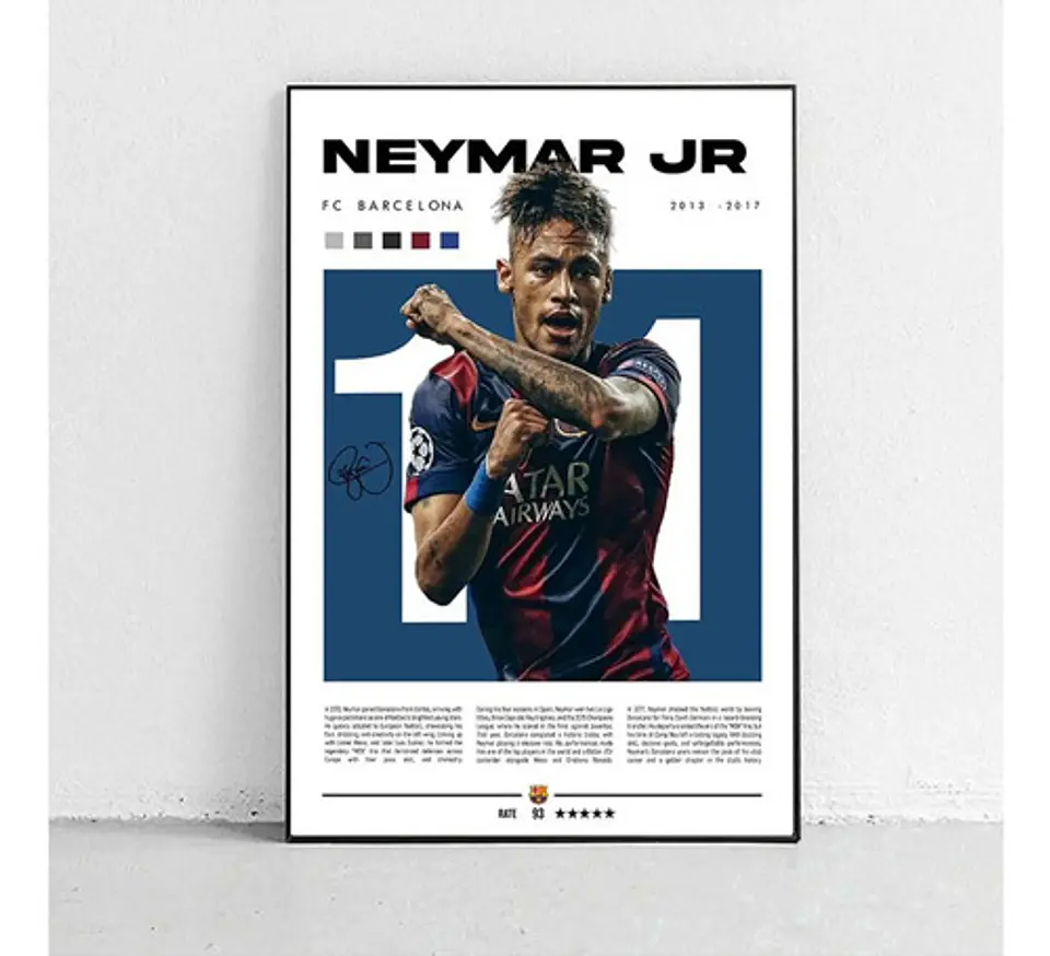 4 Cuadros De Futbol Neymar Jr Psg, Brasil, Santos, Barcelona 3