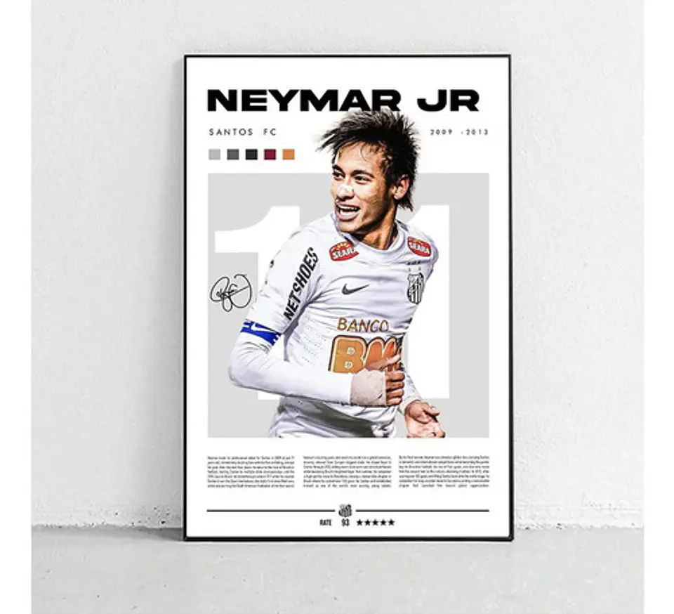 4 Cuadros De Futbol Neymar Jr Psg, Brasil, Santos, Barcelona 4