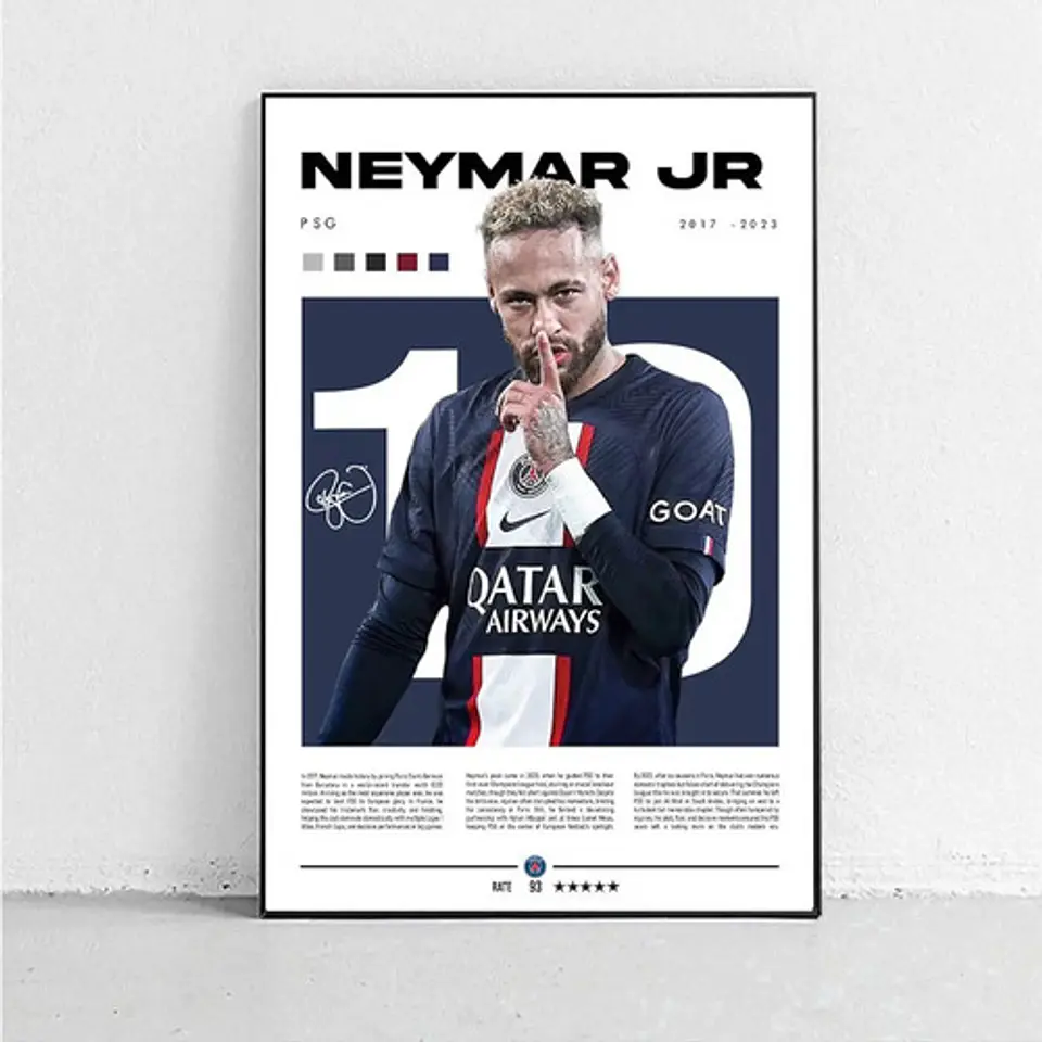 4 Cuadros De Futbol Neymar Jr Psg, Brasil, Santos, Barcelona 5