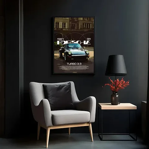 Cuadro Auto Porsche 911 Turbo Turbo 3.3 Deportivo + Marco