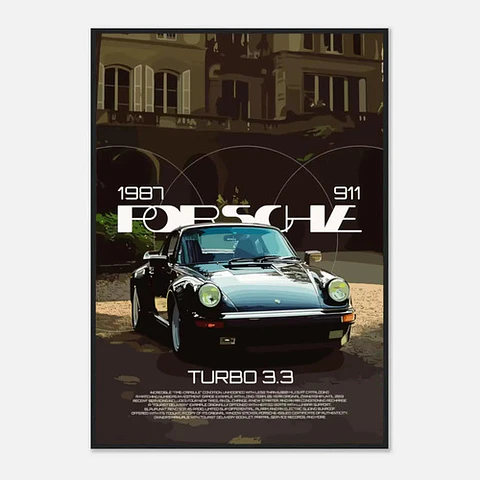 Cuadro Auto Porsche 911 Turbo Turbo 3.3 Deportivo + Marco