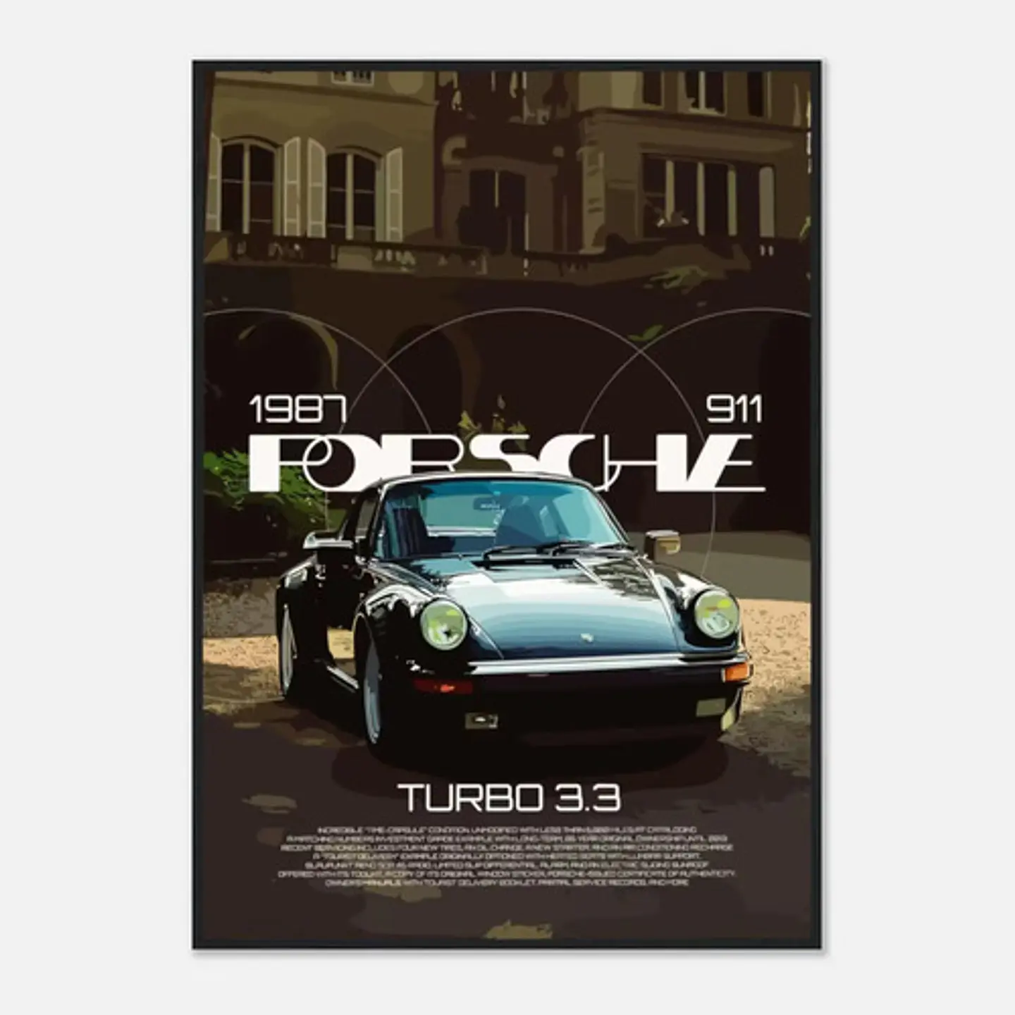 Cuadro Auto Porsche 911 Turbo Turbo 3.3 Deportivo + Marco 2