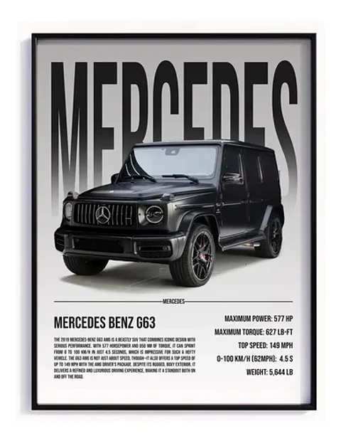 Cuadro Auto Mercedes-benz G63 Amg  Deportivo + Marco