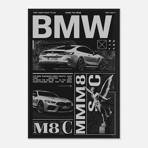 Cuadro Auto Bmw M8 Especial Negro Deportivo + Marco