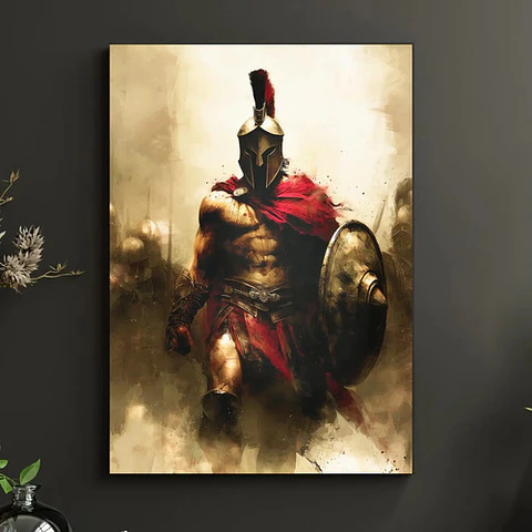 5 Cuadros Espartanos Guerrero Estilo Decoración Realista