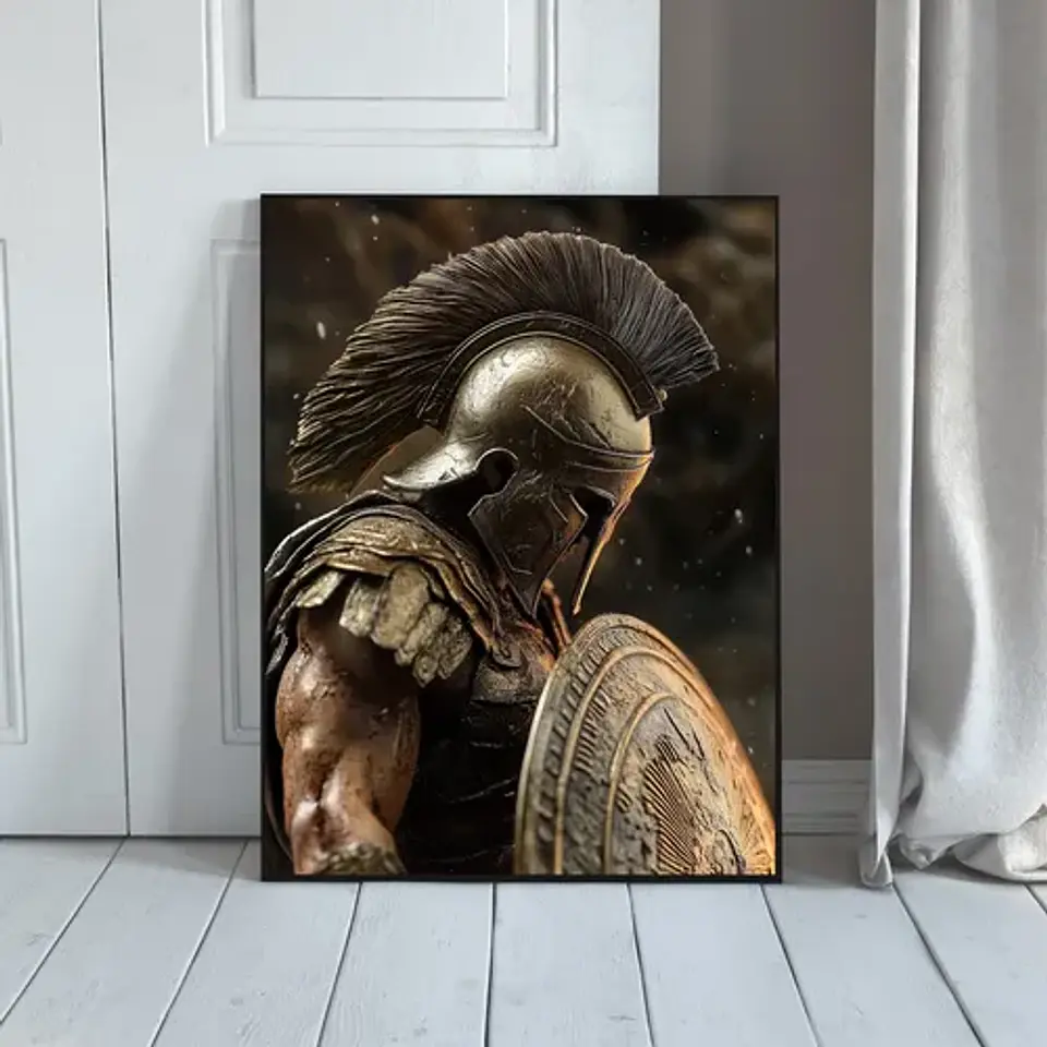 5 Cuadros Espartanos Guerrero Estilo Decoración Realista 3