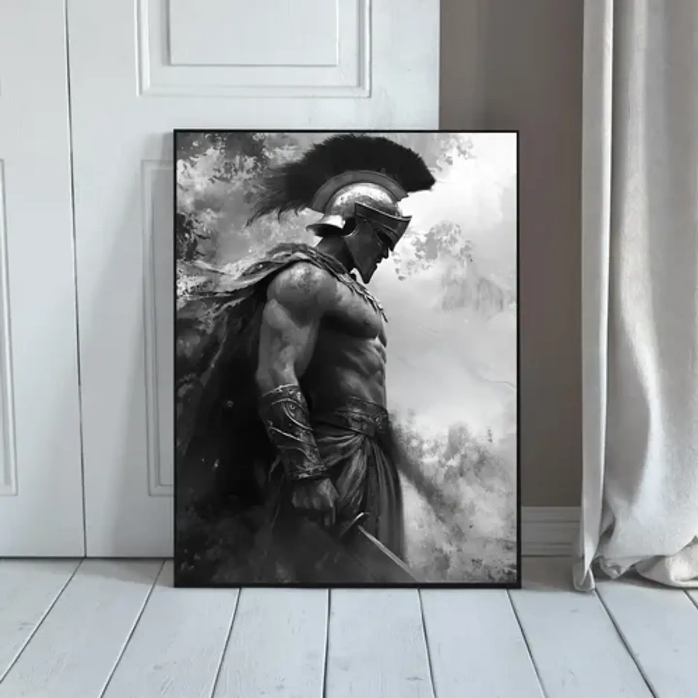 5 Cuadros Espartanos Guerrero Estilo Decoración Realista 4