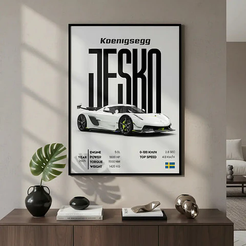 Cuadro Koenigsegg Jesko Attack Deportivo + Marco