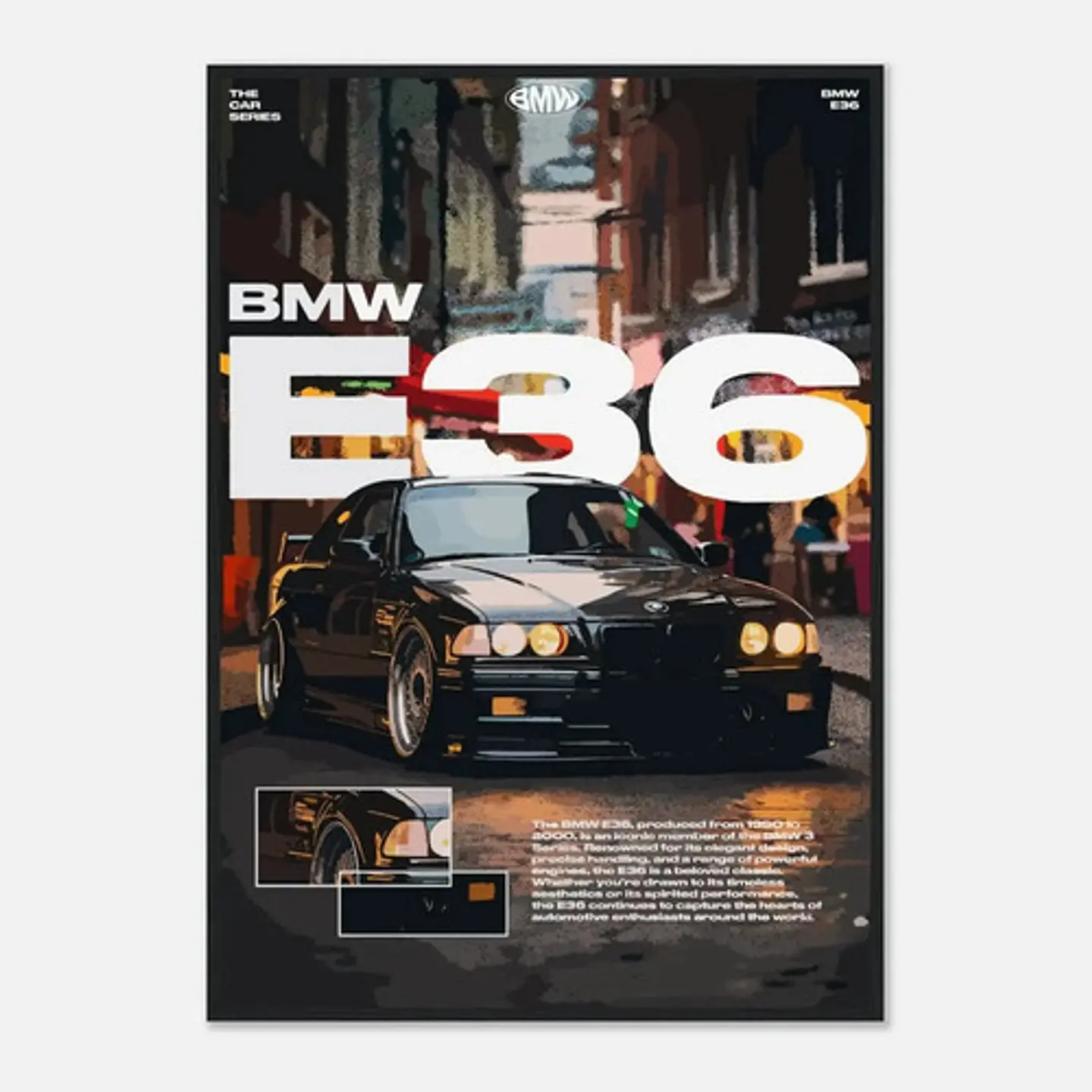 Cuadro Auto Bmw E36 Negro Deportivo + Marco 2