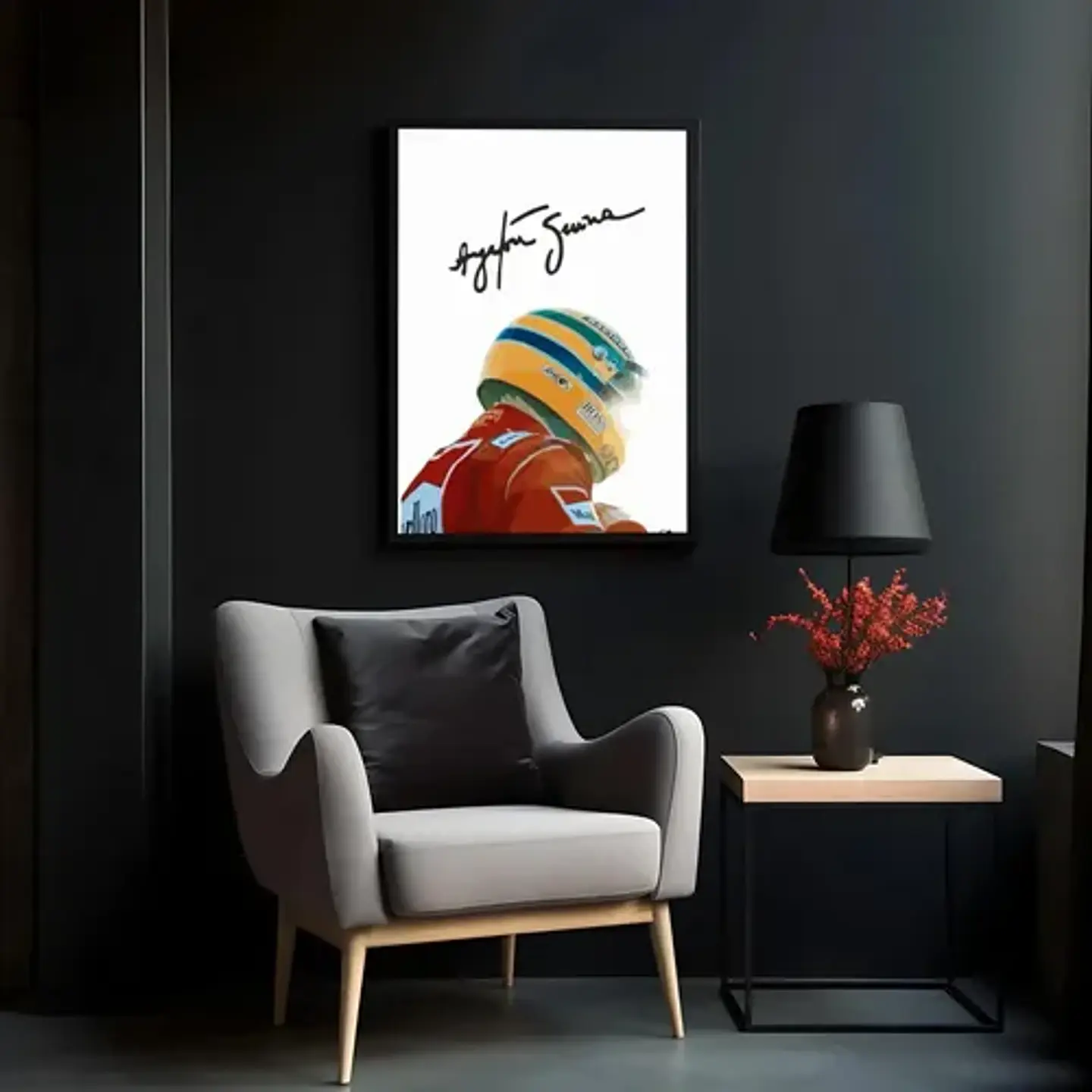 Cuadro Ayrton Senna Firma Deportivo + Marco 1