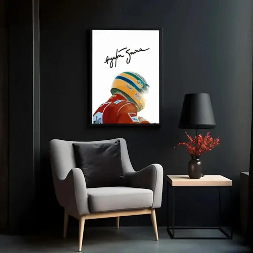 Cuadro Ayrton Senna Firma Deportivo + Marco 1