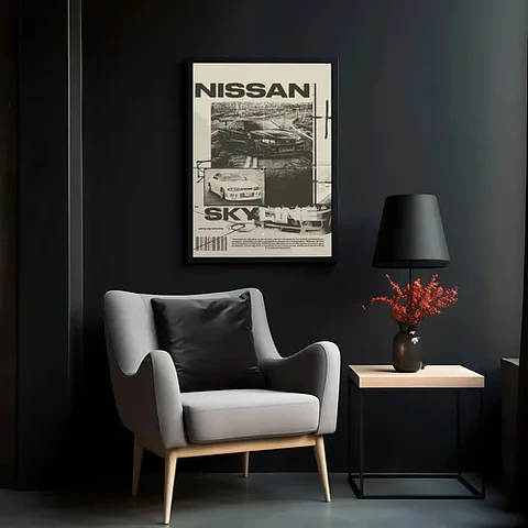 Cuadro Auto Nissan Skyline Night Deportivo + Marco