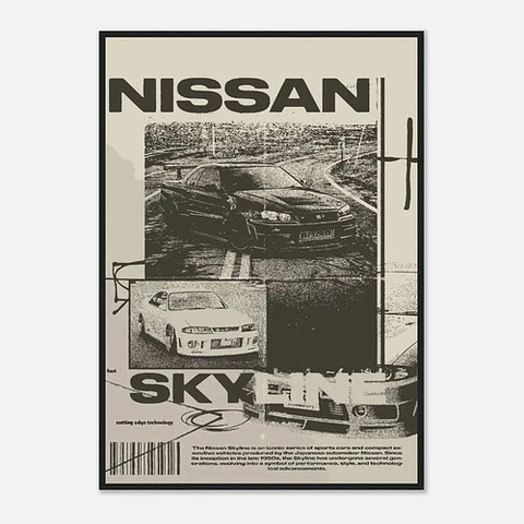 Cuadro Auto Nissan Skyline Night Deportivo + Marco