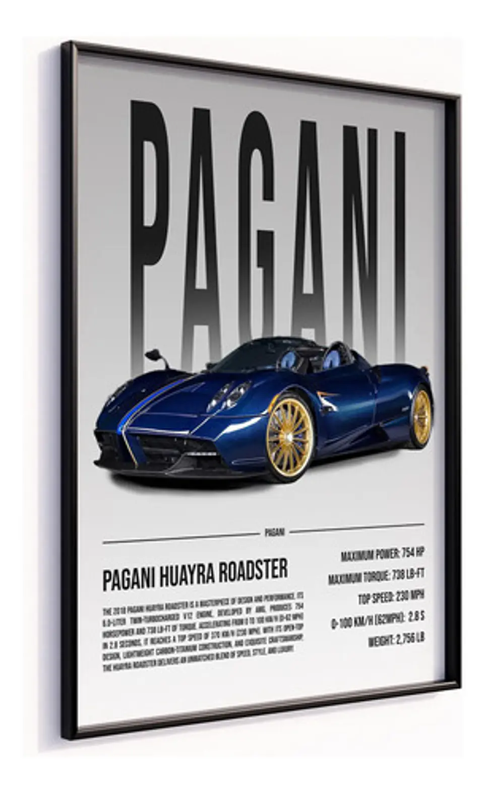 Cuadro Auto Pagani Huayra Roadster Deportivo + Marco 3