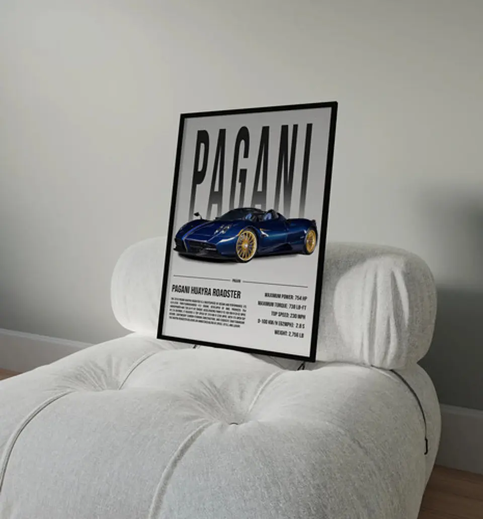 Cuadro Auto Pagani Huayra Roadster Deportivo + Marco 4