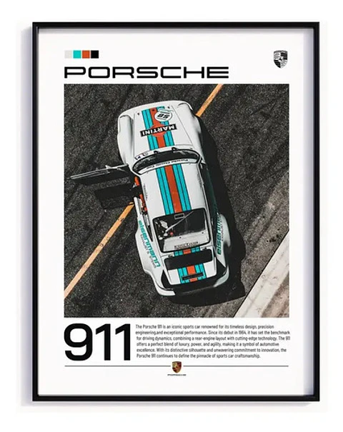 Cuadro Auto Porsche 911 Carrera Martini + Marco