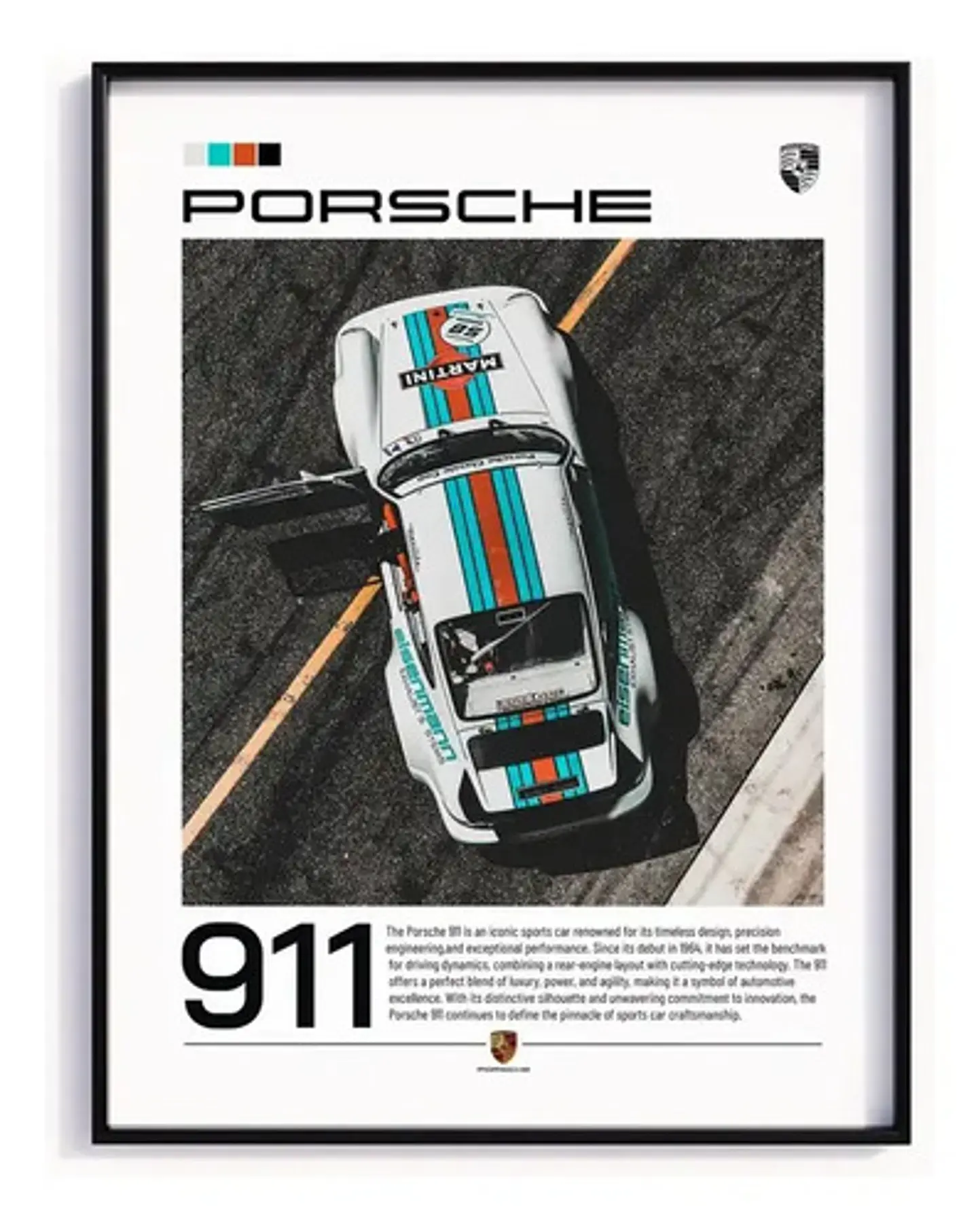 Cuadro Auto Porsche 911 Carrera Martini + Marco 1