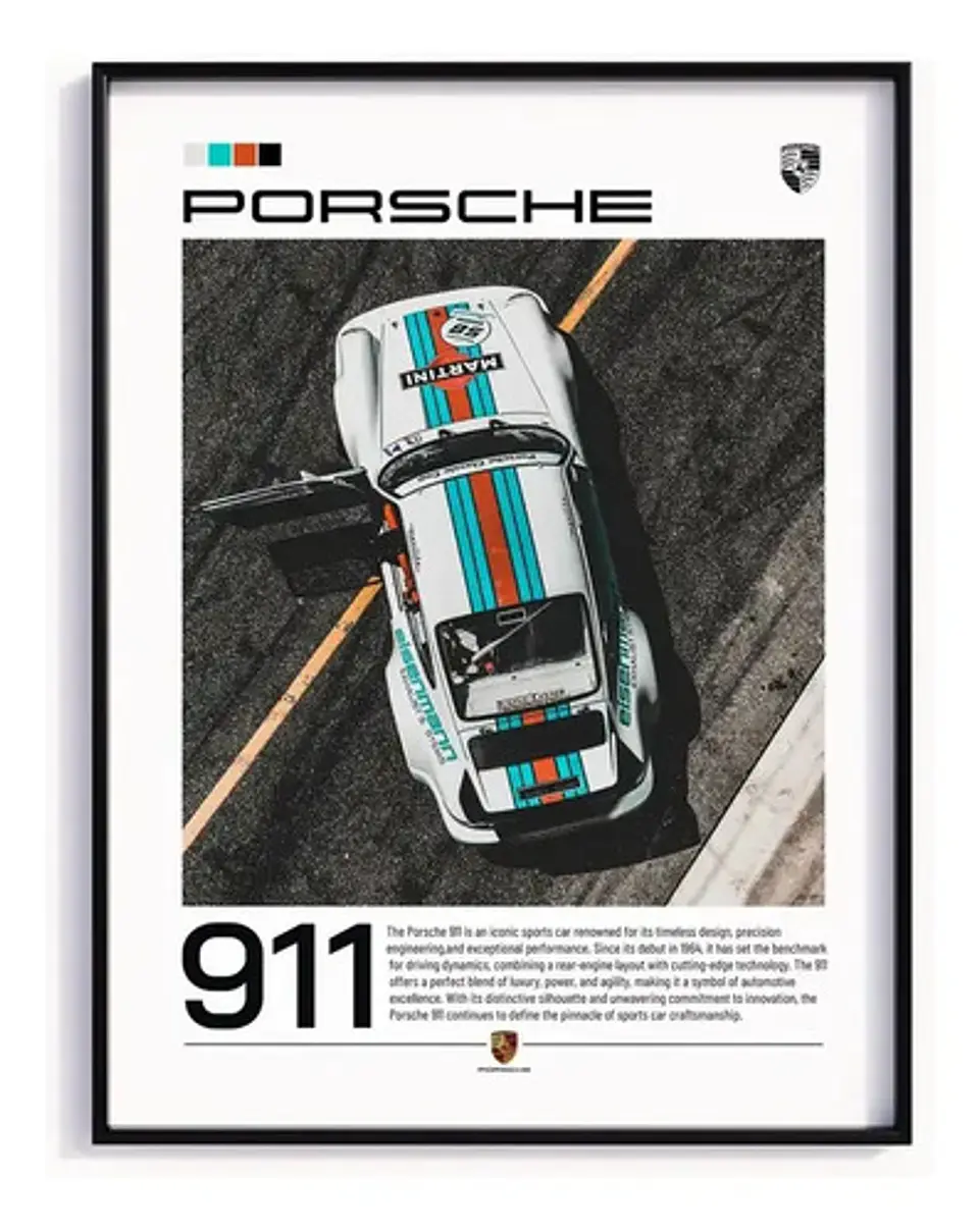 Cuadro Auto Porsche 911 Carrera Martini + Marco 1