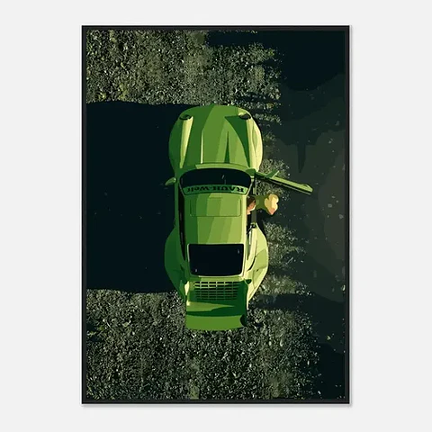Cuadro Auto Porsche 911 Rauh Welt Verde Deportivo + Marco