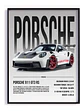 Cuadro Auto Rojo Rines Porsche 911 Gt3 Rs Deportivo + Marco - Miniatura 2