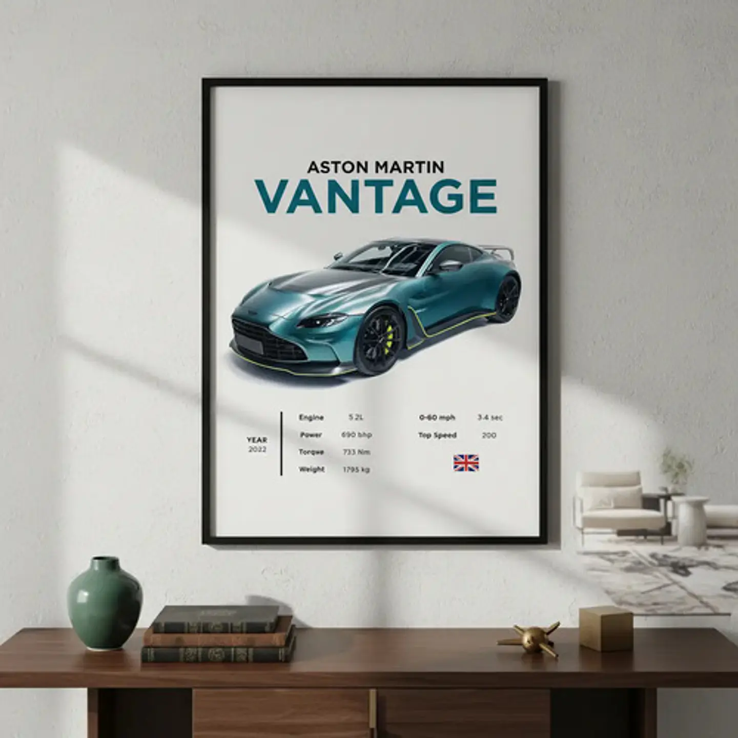 Cuadro Auto Aston Martin Vantage V12 Deportivo + Marco 1