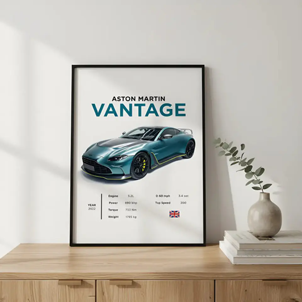 Cuadro Auto Aston Martin Vantage V12 Deportivo + Marco 2