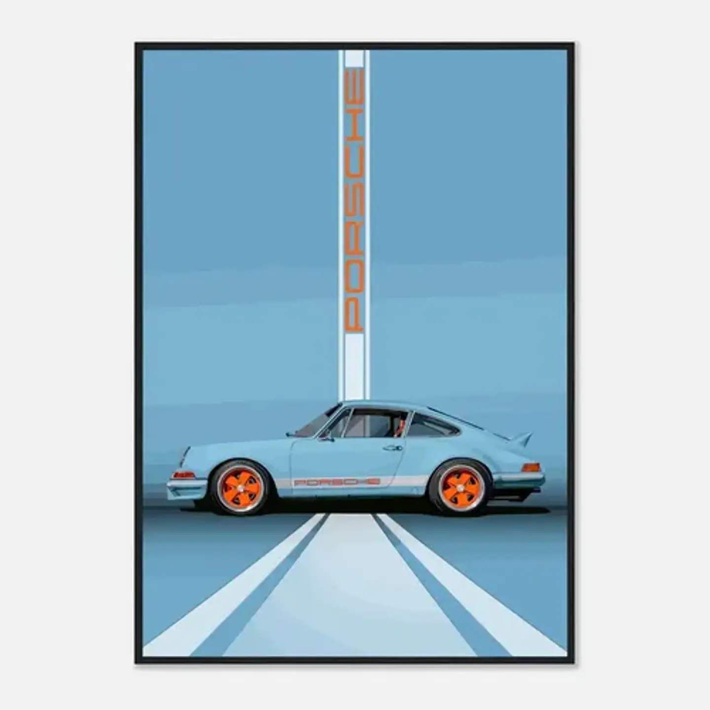Cuadro Auto Porsche 911 Celeste Deportivo + Marco 2