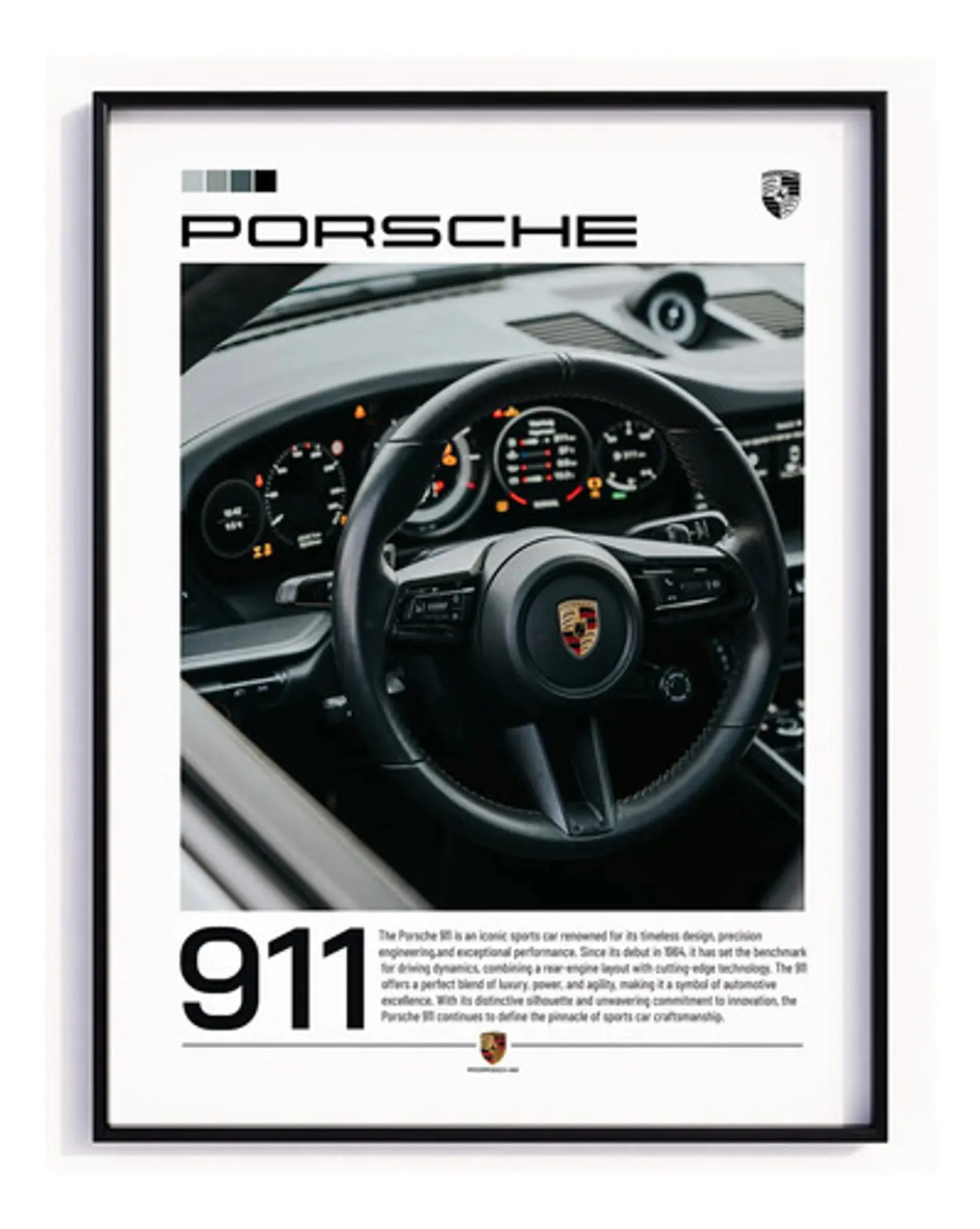 Cuadro Auto Porsche 911 Volante Cabina Deportivo + Marco 1