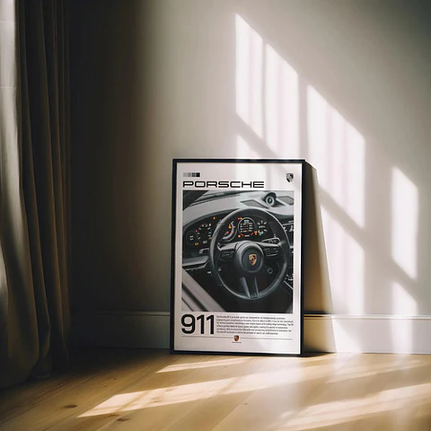 Cuadro Auto Porsche 911 Volante Cabina Deportivo + Marco
