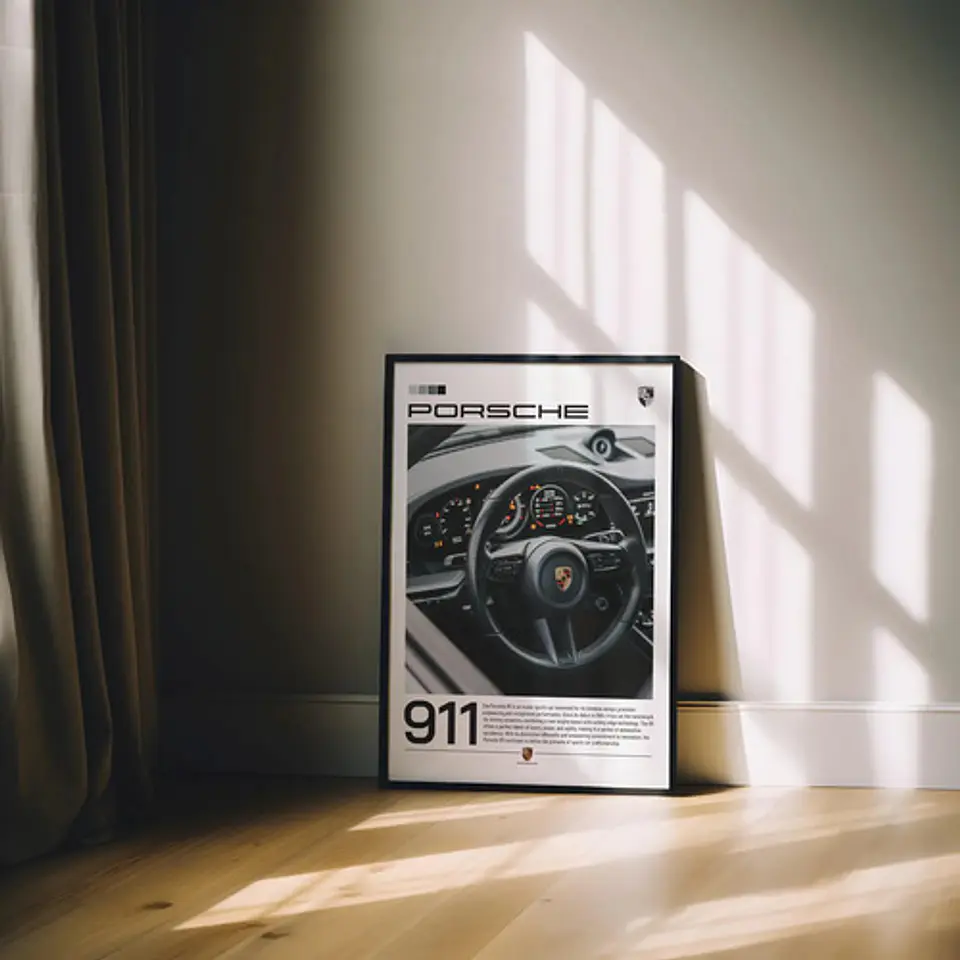Cuadro Auto Porsche 911 Volante Cabina Deportivo + Marco 2