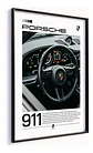 Cuadro Auto Porsche 911 Volante Cabina Deportivo + Marco - Miniatura 3