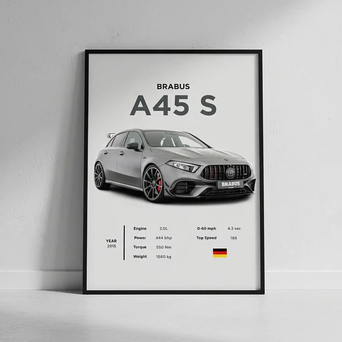 Cuadro Auto Brabus Mercedes Benz A45 S Deportivo + Marco