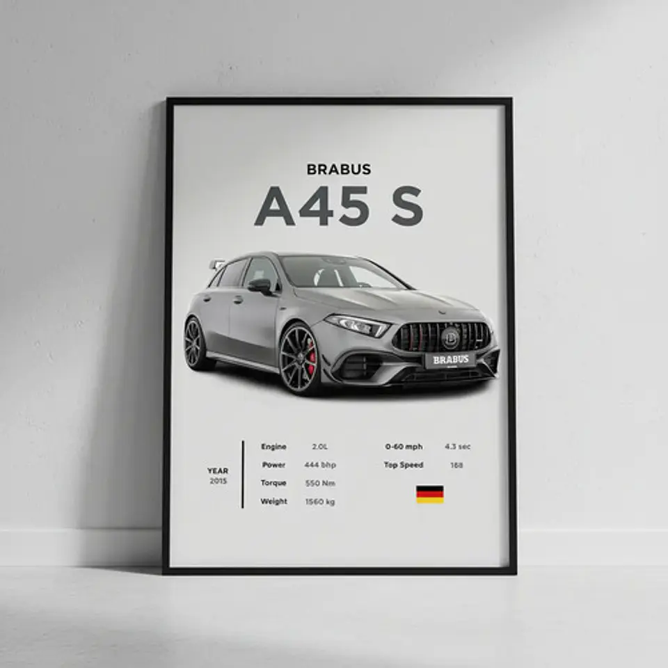 Cuadro Auto Brabus Mercedes Benz A45 S Deportivo + Marco 1