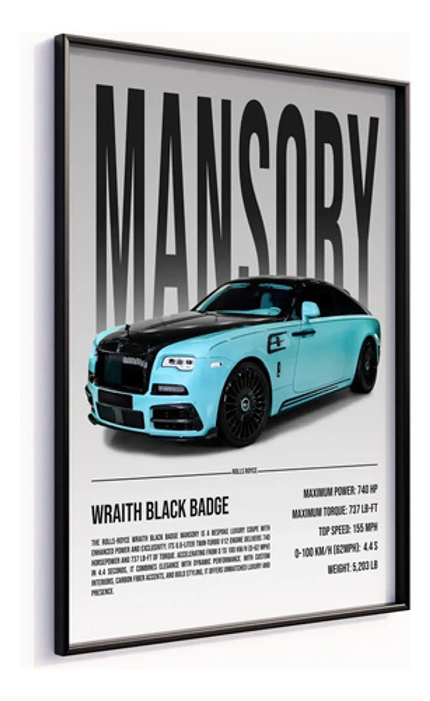 Cuadro Auto Rolls Royce Wraith Deportivo Mansory + Marco 3