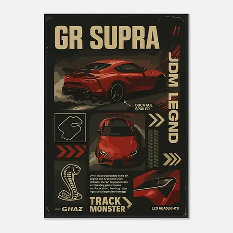 Cuadro Auto Toyota Supra Gr Rojo Deportivo + Marco