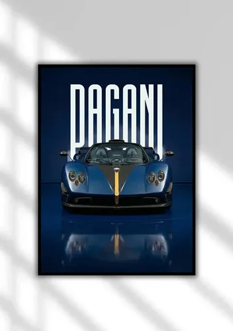 Cuadro Auto Pagani Zonda Azul Deportivo + Marco