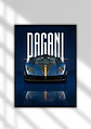 Cuadro Auto Pagani Zonda Azul Deportivo + Marco - Miniatura 1