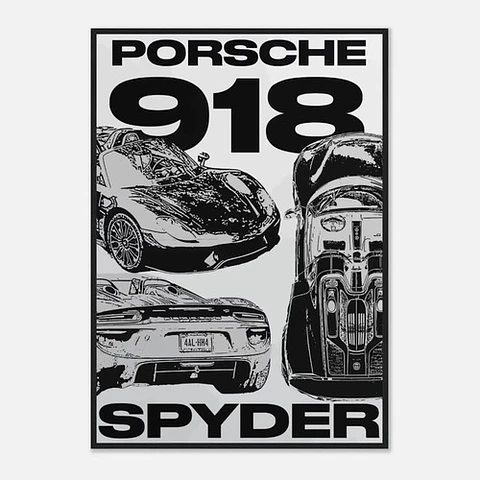 Cuadro Auto Porsche 918 Spyder Deportivo + Marco Negro