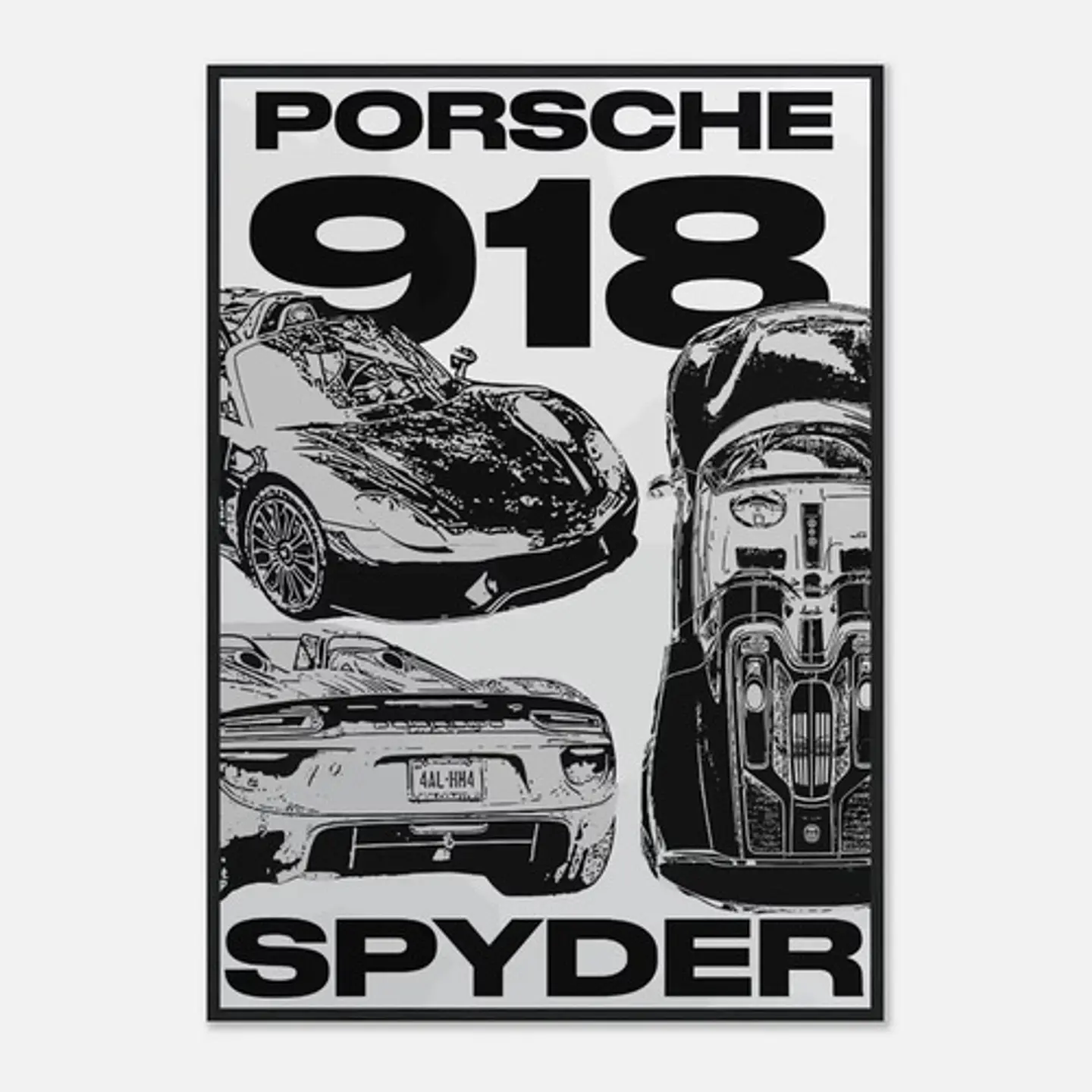 Cuadro Auto Porsche 918 Spyder Deportivo + Marco Negro 1