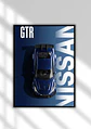 Cuadro Auto Nissan Gt-r R35 Jdm Azul Deportivo + Marco - Miniatura 1