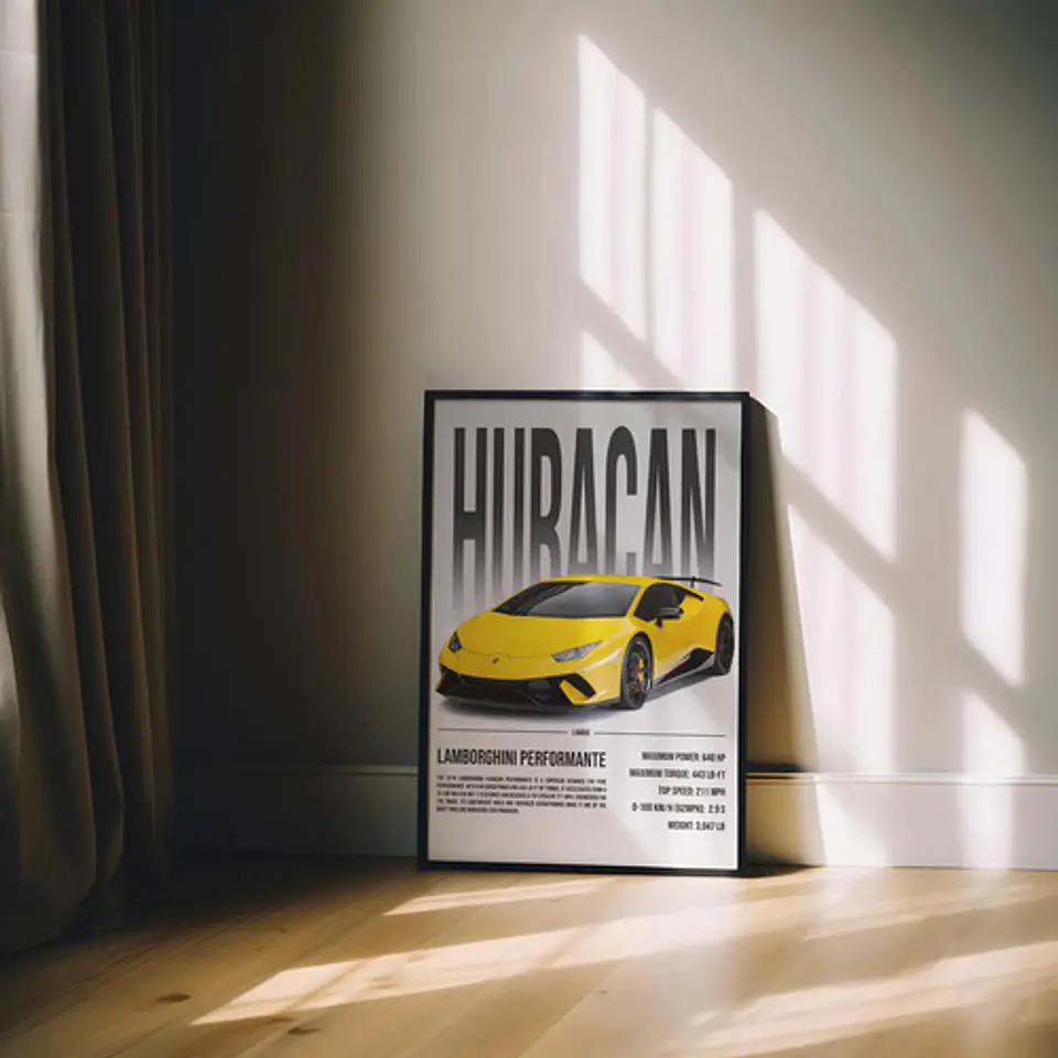 Cuadro Auto Lamborghini Huracán Performante  + Marco 1