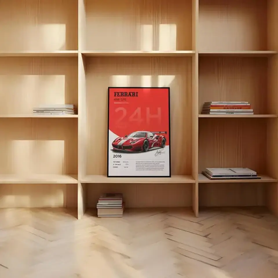 Cuadro Auto Ferrari 488 Gte Le Mans + Marco 3
