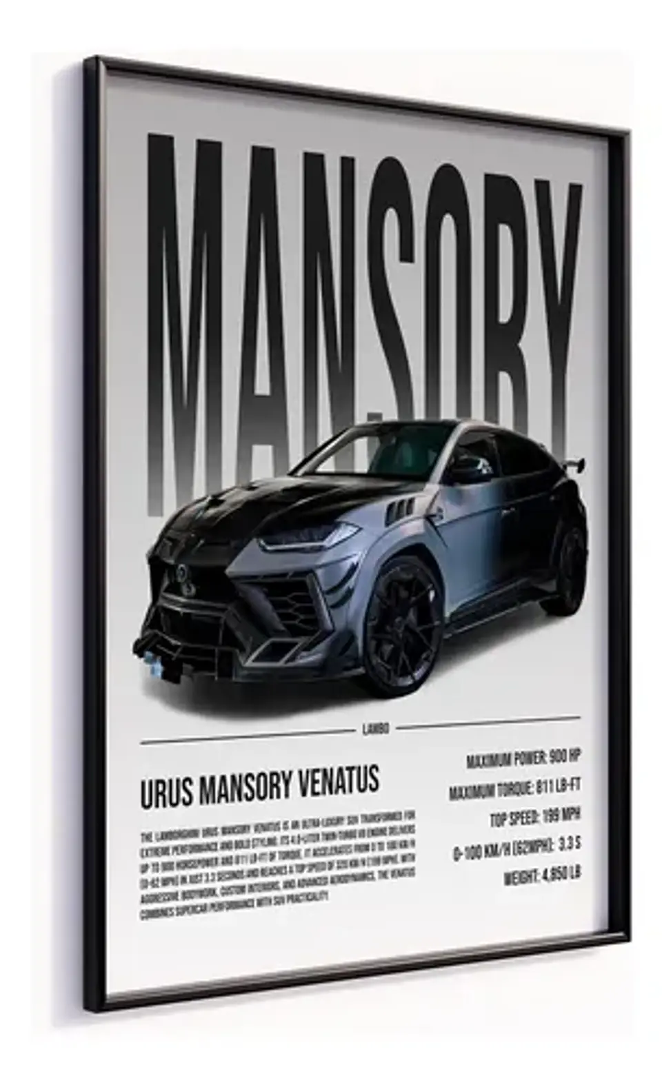 Cuadro Auto Lamborghini Urus Mansory Deportivo + Marco 1