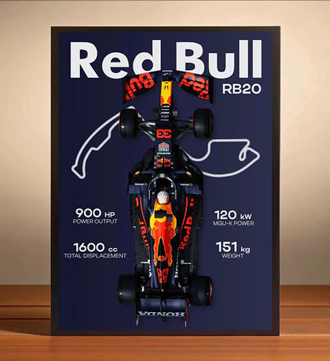 Cuadro Autos Red Bull Rb20 F1 Especial Formula 1 + Marco