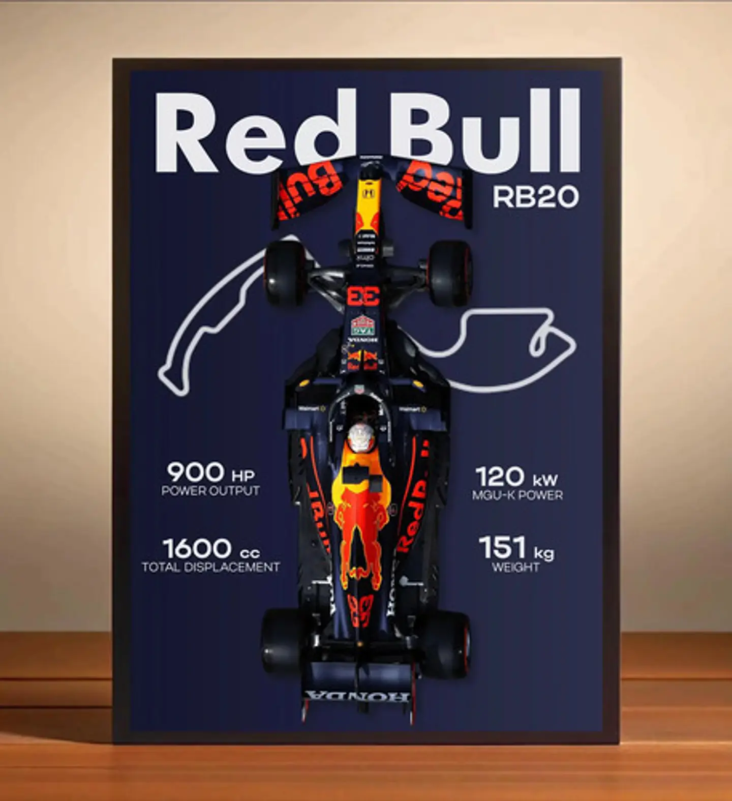 Cuadro Autos Red Bull Rb20 F1 Especial Formula 1 + Marco 2