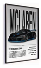 Cuadro Auto Mclaren Senna Negro Celeste Deportivo + Marco - Miniatura 2