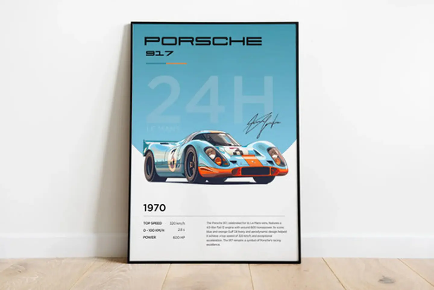 Cuadro Auto Porsche 917 24 Horas Le Mans Deportivo + Marco 1