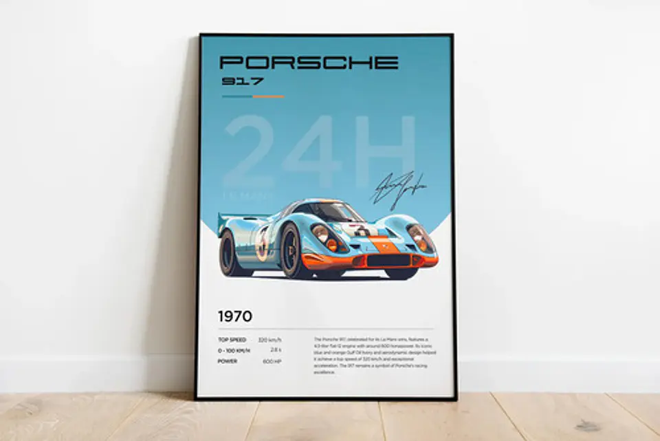 Cuadro Auto Porsche 917 24 Horas Le Mans Deportivo + Marco 1