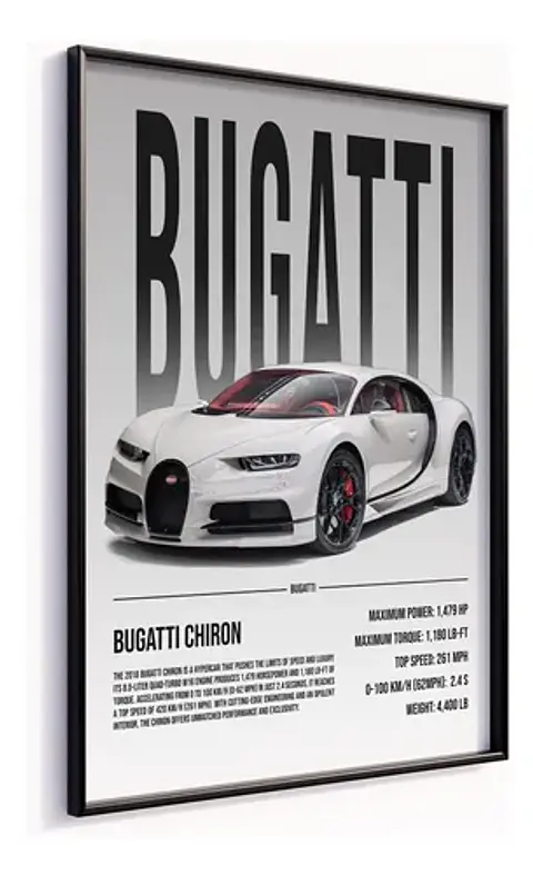 Cuadro Auto Bugatti Chiron Especial Deportivo + Marco